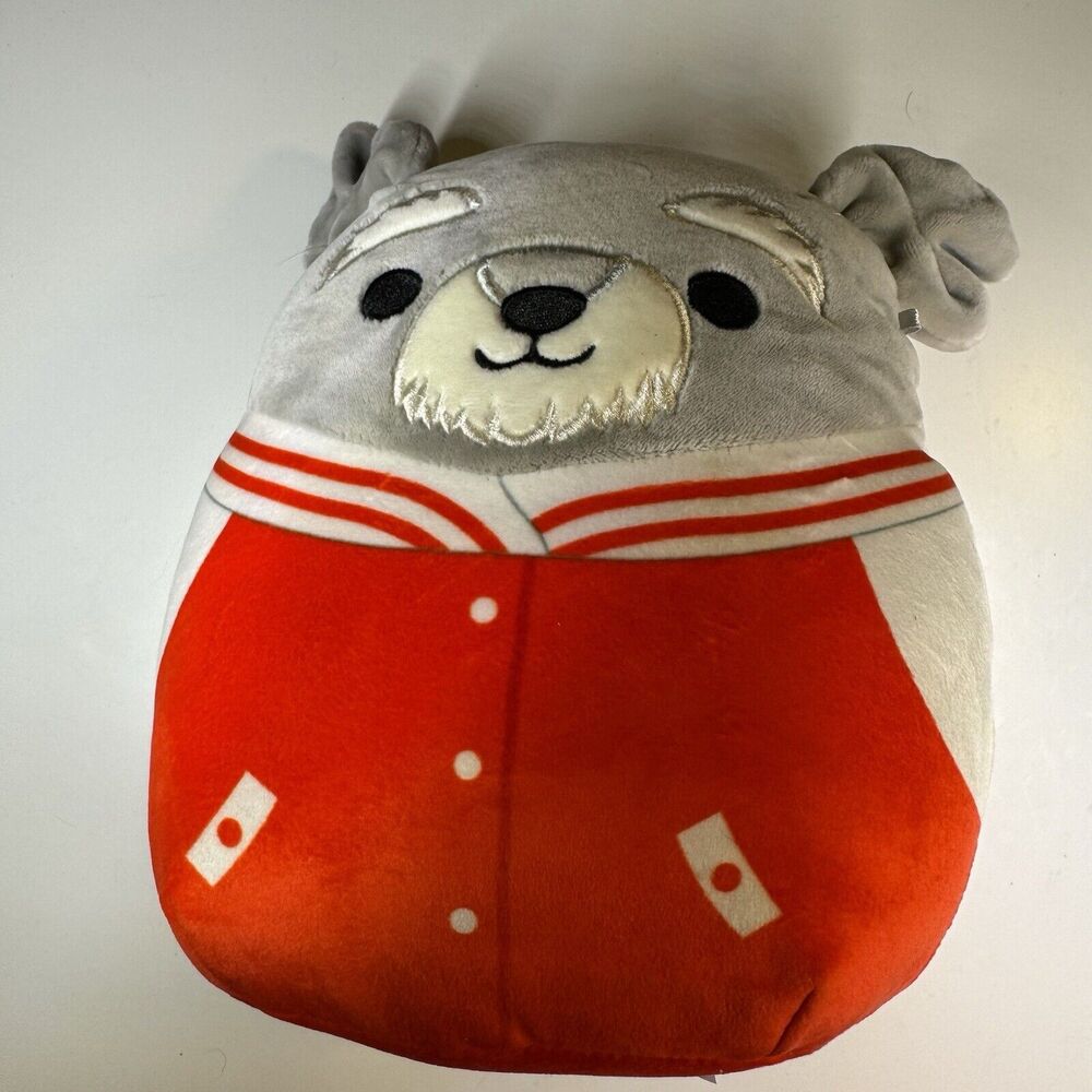 Squishmallows Tristan Dog Red Varsity Jacket Plush 8” Kellytoy NWT HTF